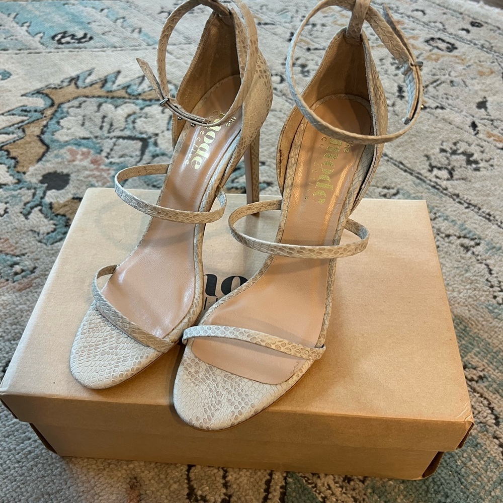 Nasty Gal Snakeskin Beige Heels